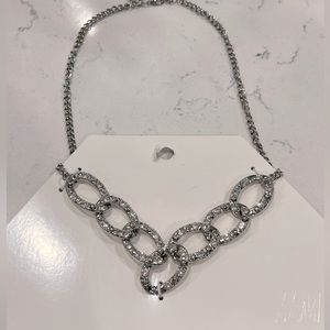 H & M silver tone link choker ~ rhinestones & diamond cut set in each link! 💎
